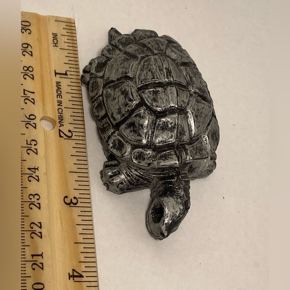 Vintage Turtle figurine painted Black and silver Made in Italy - Picture 10 of 15